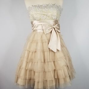 Gold Strapless Dress with Lacing